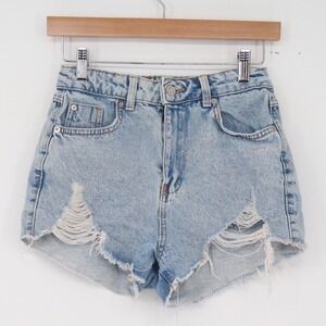 Primark Shorts Womens 4 Denim Co. Light Wash Distressed Raw Hem Excellent